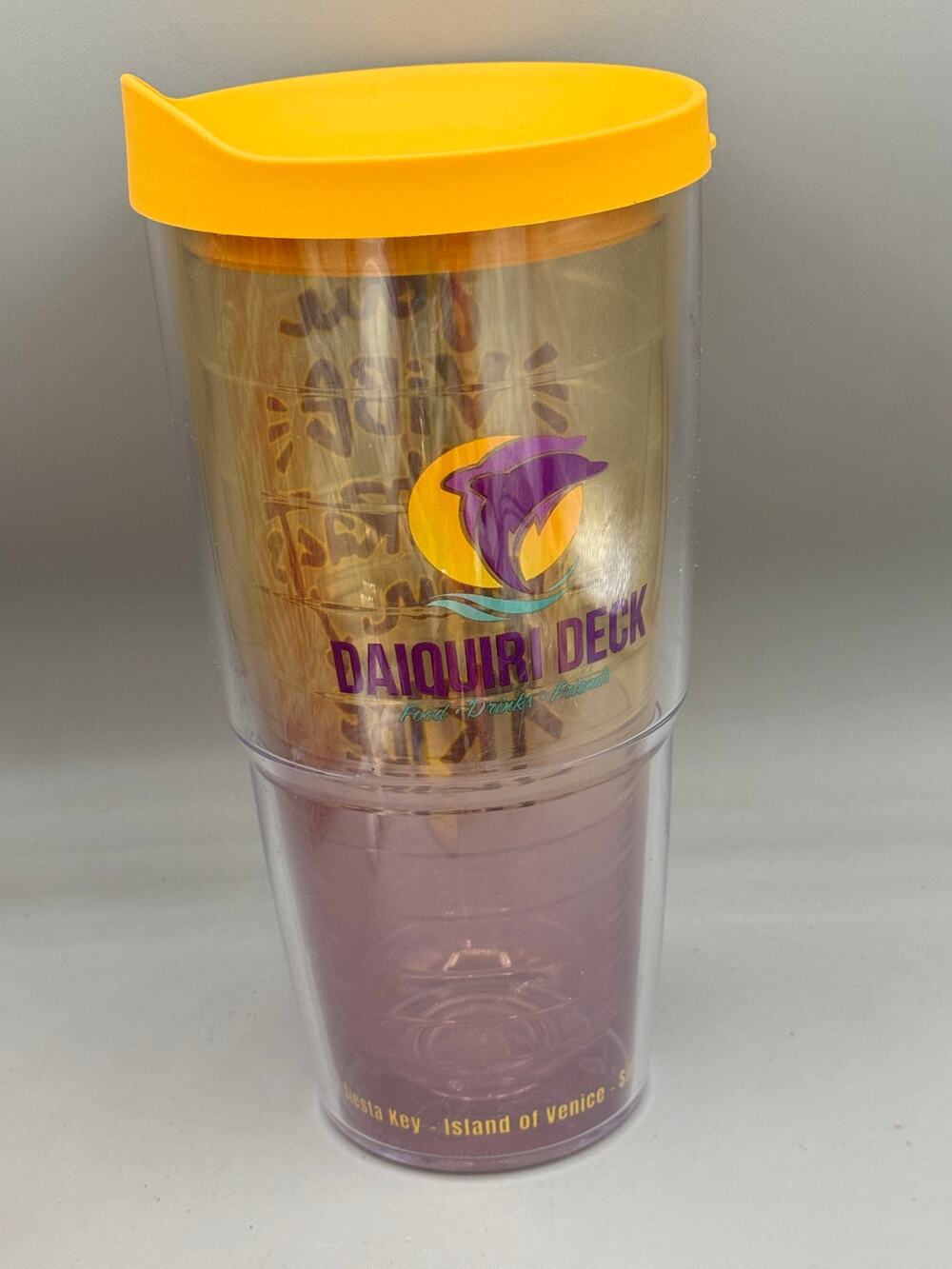 Tervis 24oz DAQUIRI DECK Travel Tumbler Mug Yellow Lid